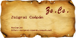 Zsigrai Csépán névjegykártya